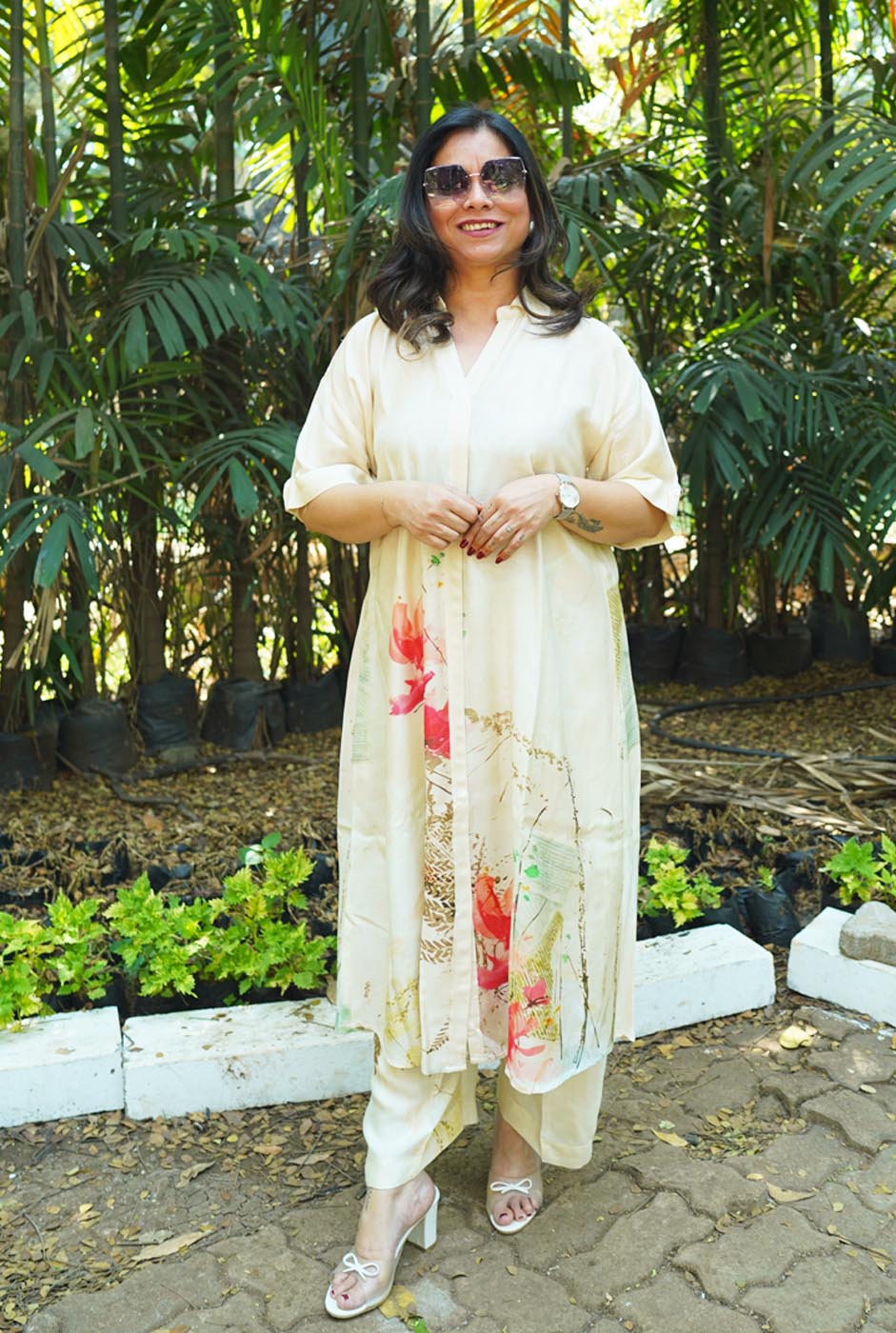 Ivory Floral Muslin Co-ord Set