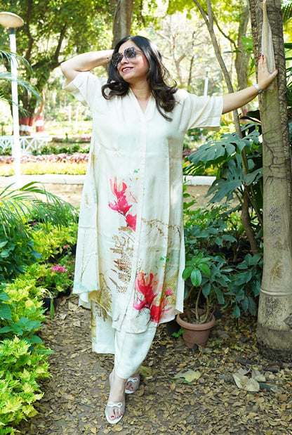 Ivory Floral Muslin Co-ord Set