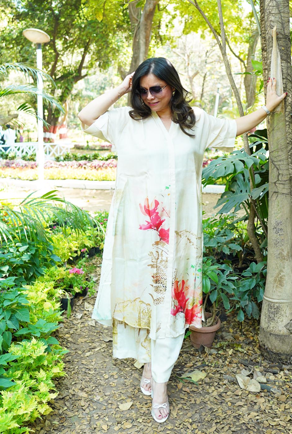 Ivory Floral Muslin Co-ord Set