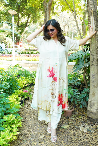 Ivory Floral Muslin Co-ord Set