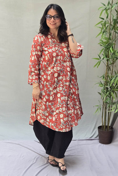 Chitralekha Kalamkari Red Kurta Pant Set