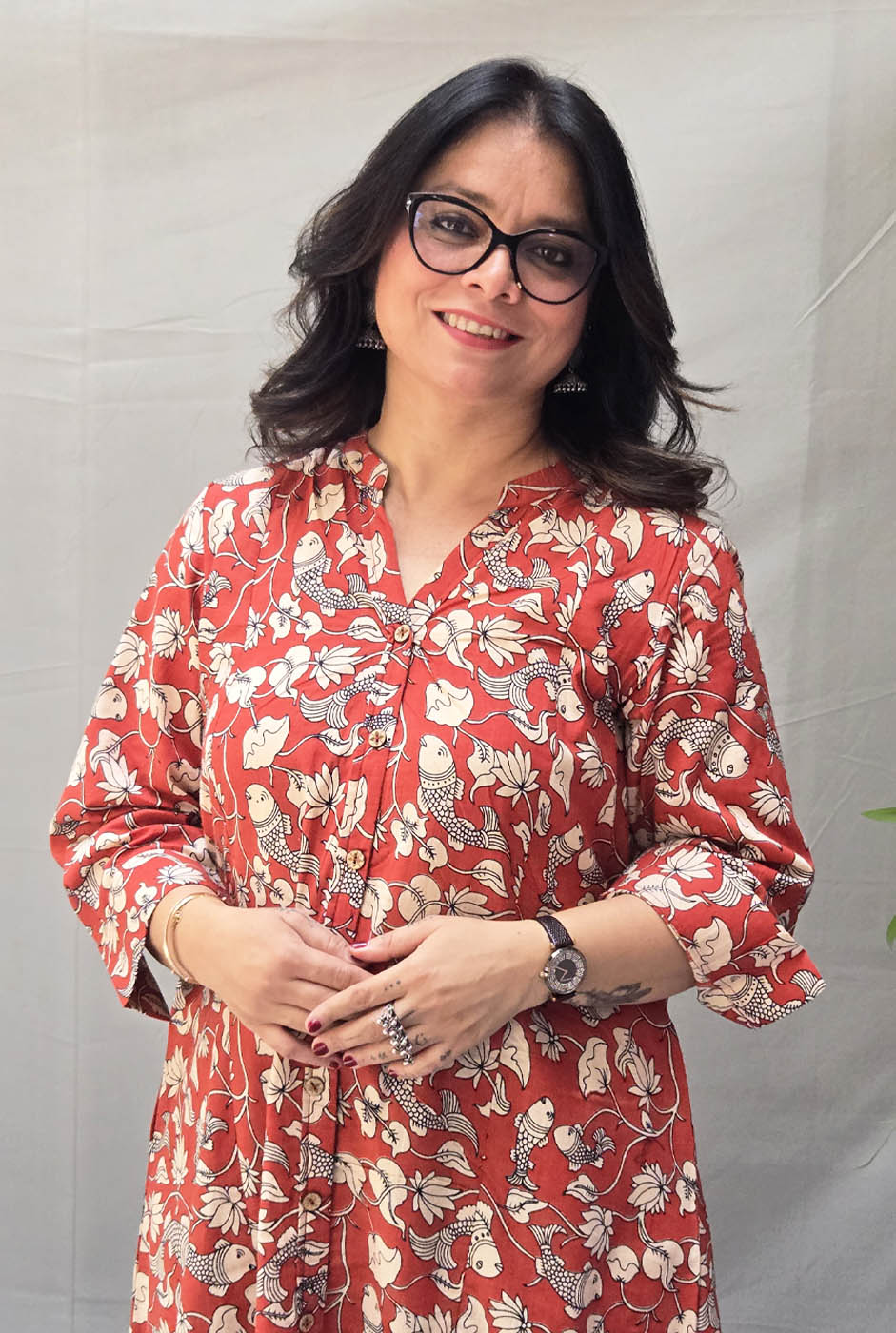 Chitralekha Kalamkari Red Kurta Pant Set