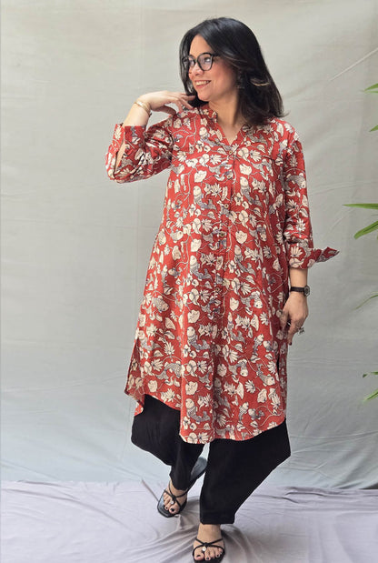 Chitralekha Kalamkari Red Kurta Pant Set