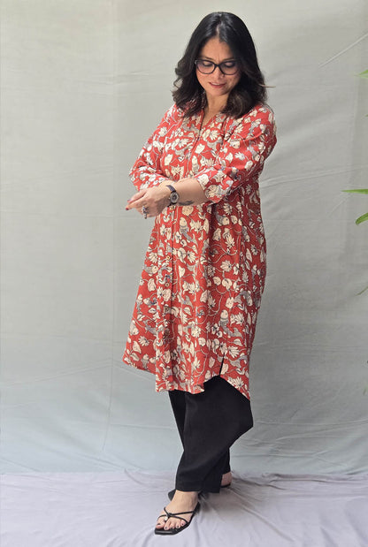 Chitralekha Kalamkari Red Kurta Pant Set