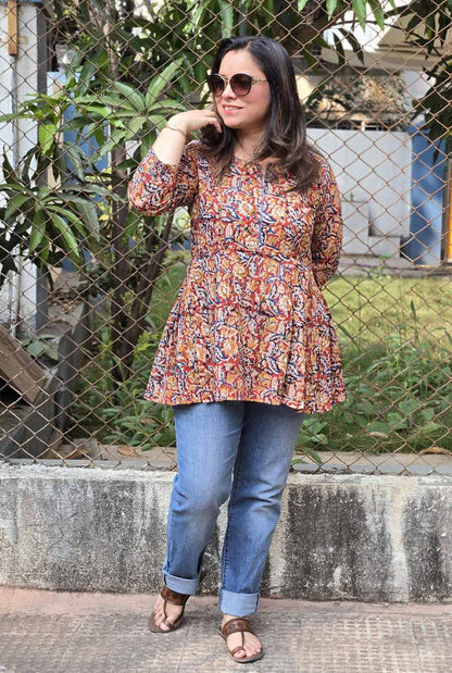 Kalamkari Peplum Short Top B