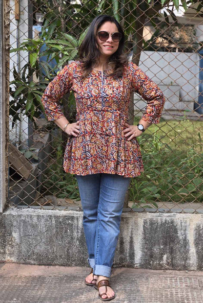 Kalamkari Peplum Short Top B