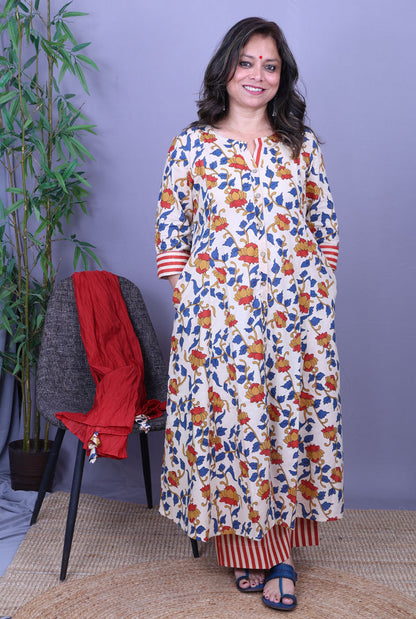 Ruh – Handblock Cotton Kalamkari Kurta Pant Set of 2