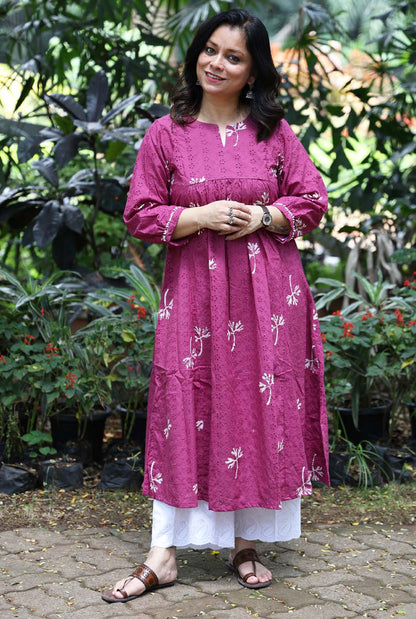 Meher Hand Block Schiffli Kurti/ Dress
