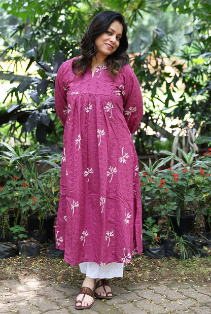 Meher Hand Block Schiffli Kurti/ Dress