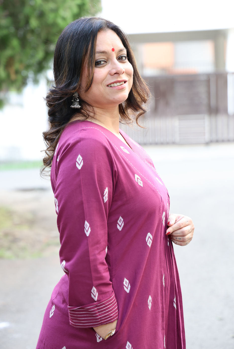 Wine Color Kurta Pant Set