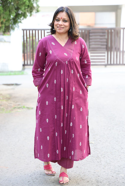 Wine Color Kurta Pant Set