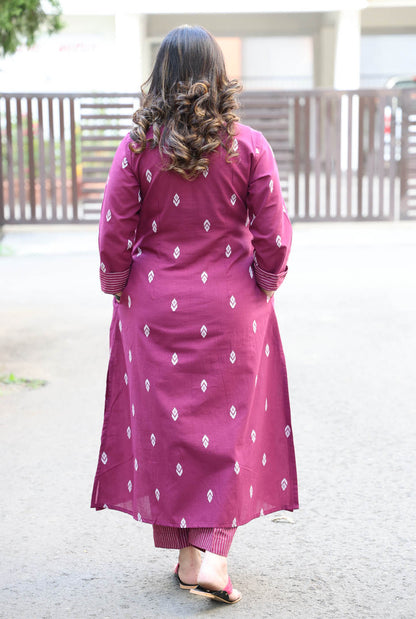 Wine Color Kurta Pant Set