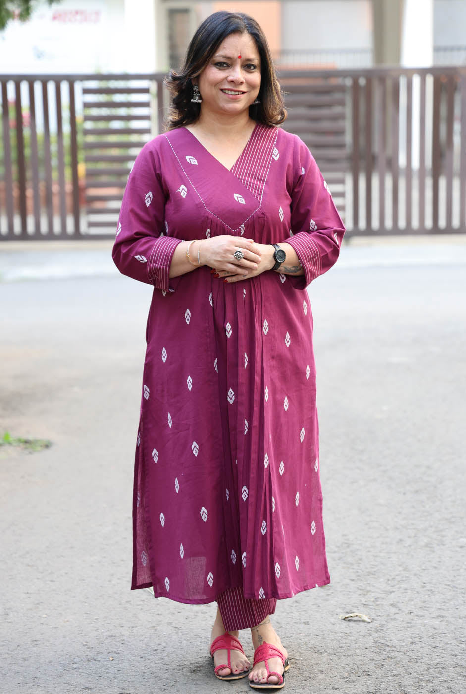 Wine Color Kurta Pant Set
