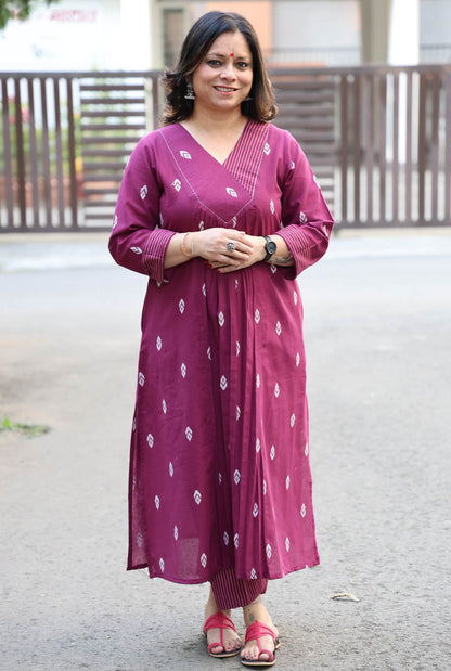 Wine Color Kurta Pant Set
