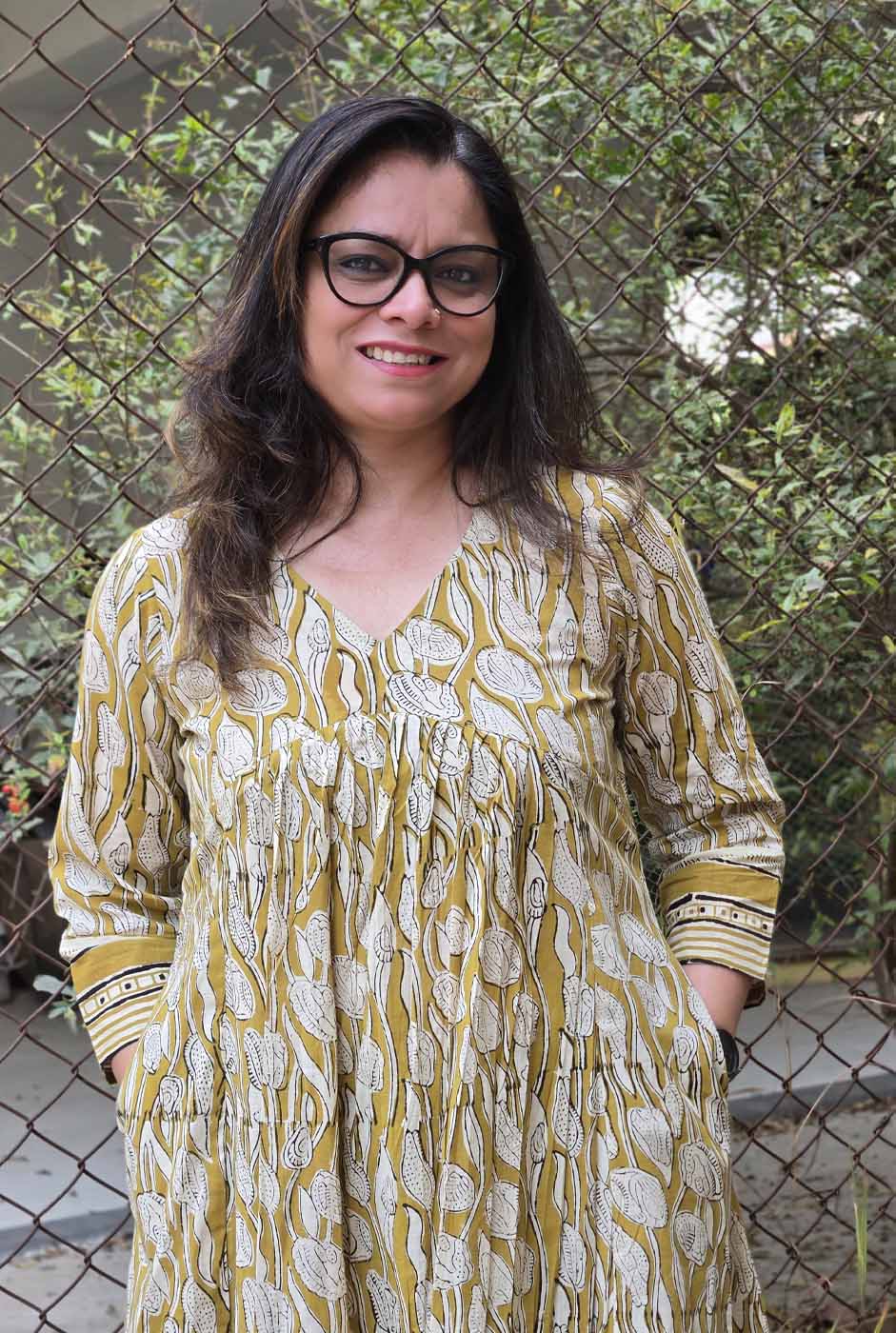 Hand block Kurta Pant Set with Front Gather