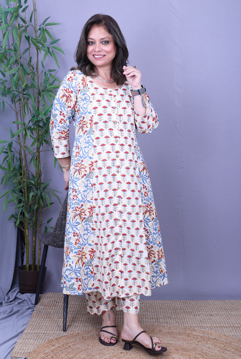 Set of 2 Riwayaat Hand Block Cotton Kurta Pant Set