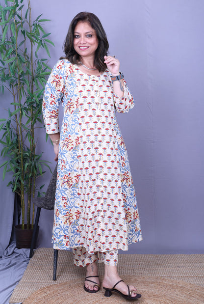 Set of 2 Riwayaat Hand Block Cotton Kurta Pant Set