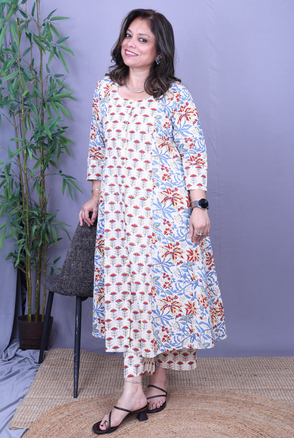 Set of 2 Riwayaat Hand Block Cotton Kurta Pant Set