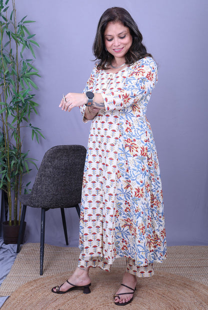 Set of 2 Riwayaat Hand Block Cotton Kurta Pant Set