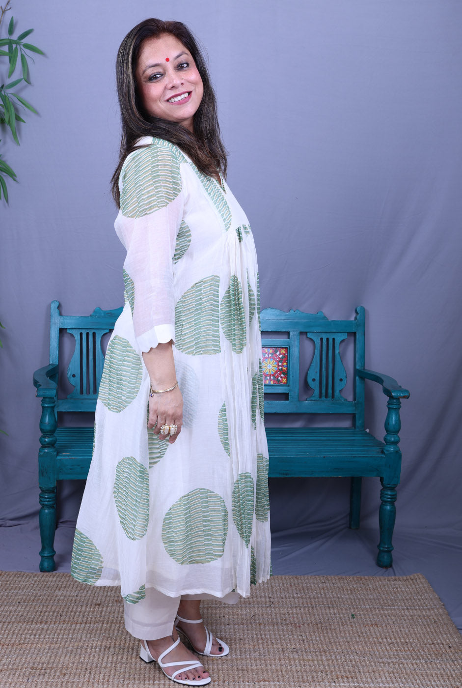Nakshatra Mul Chanderi Kurta with Mul Lining Green