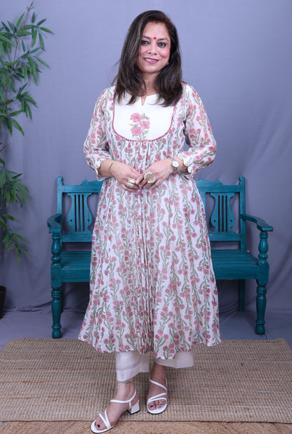 Nakshatra Mul Chanderi Kurta with Mul Lining Pink