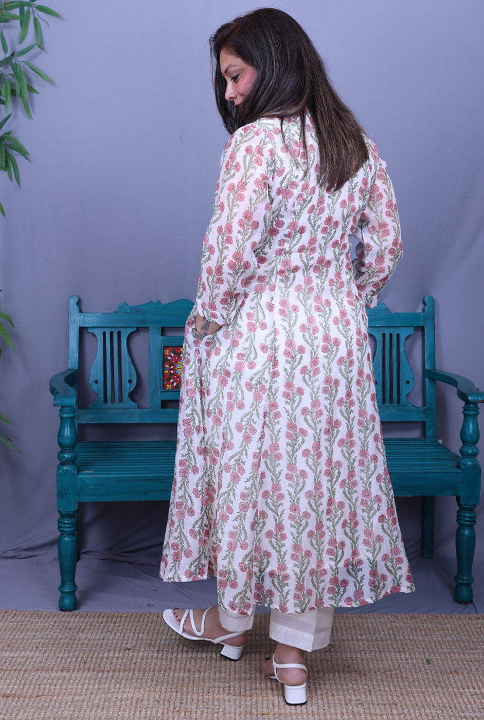 Nakshatra Mul Chanderi Kurta with Mul Lining Pink