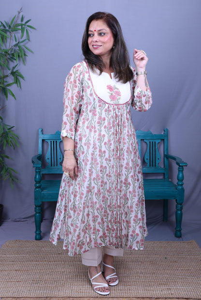 Nakshatra Mul Chanderi Kurta with Mul Lining Pink