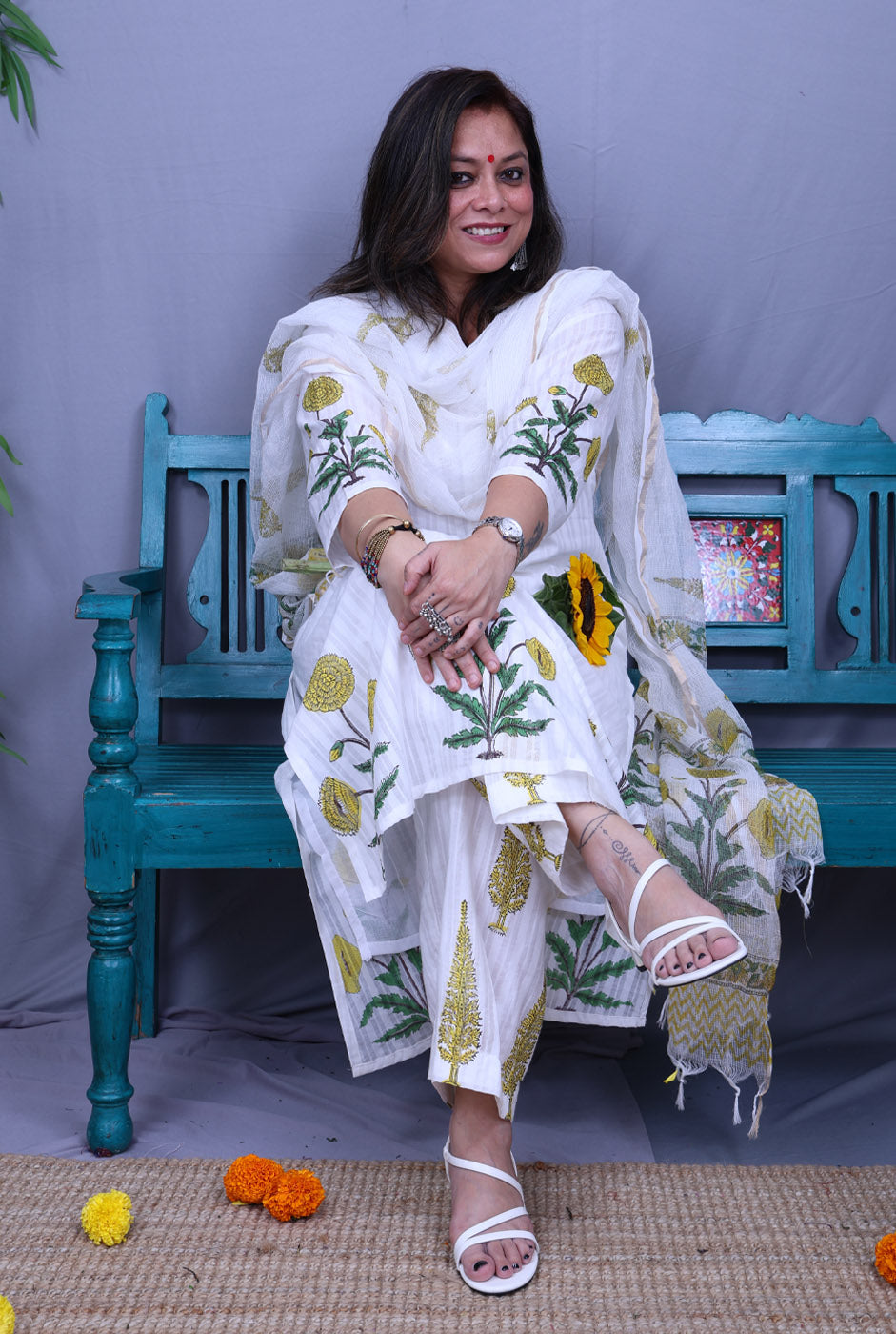 Nakshatra Premium Cotton Kurta, Pant, Dupatta Set of 3
