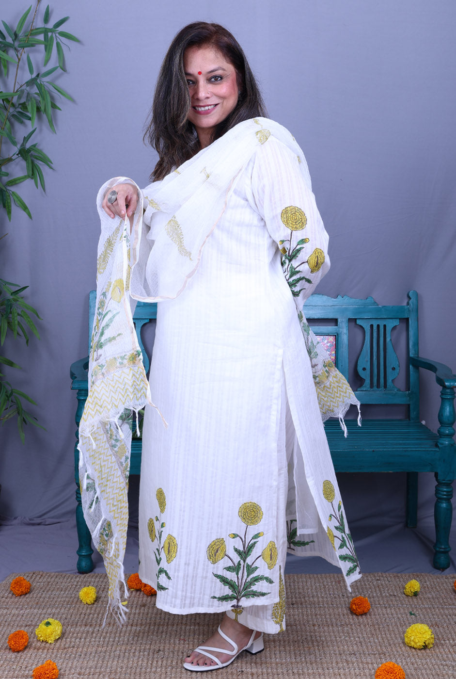 Nakshatra Premium Cotton Kurta, Pant, Dupatta Set of 3