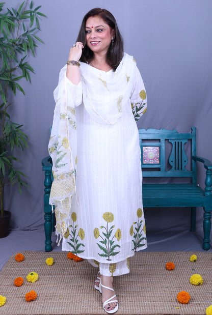 Nakshatra Premium Cotton Kurta, Pant, Dupatta Set of 3