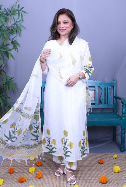 Nakshatra Premium Cotton Kurta, Pant, Dupatta Set of 3