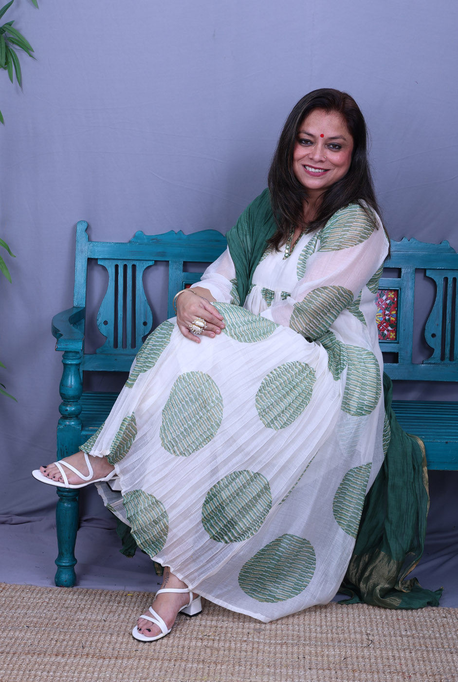 Nakshatra Mul Chanderi Kurta with Mul Lining Green