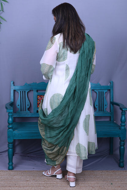 Nakshatra Mul Chanderi Kurta with Mul Lining Green