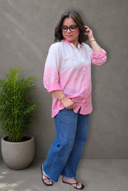 Rang Tarang – Peach Mul Cotton Shirt