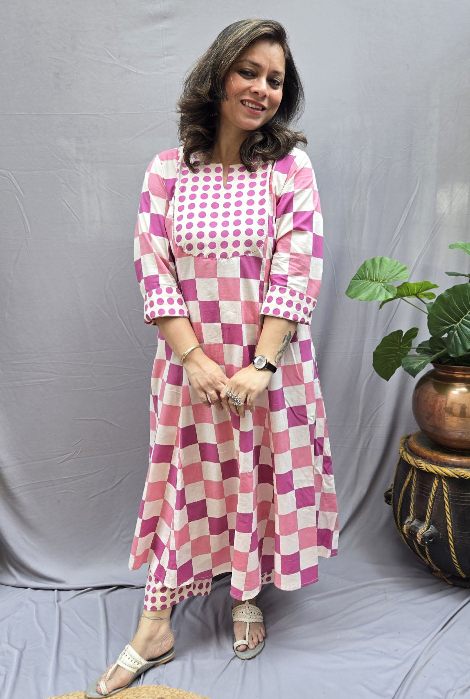 Set Of 2 Chaukat – Pink Cotton Kurta Pant Set