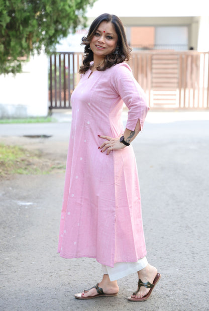 Baby Pink Kurta with Hand Work on Yoke