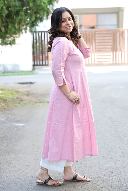 Baby Pink Kurta with Hand Work on Yoke