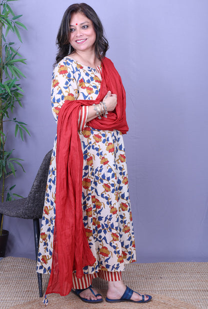 Ruh – Handblock Cotton Kalamkari Kurta Pant Set of 2