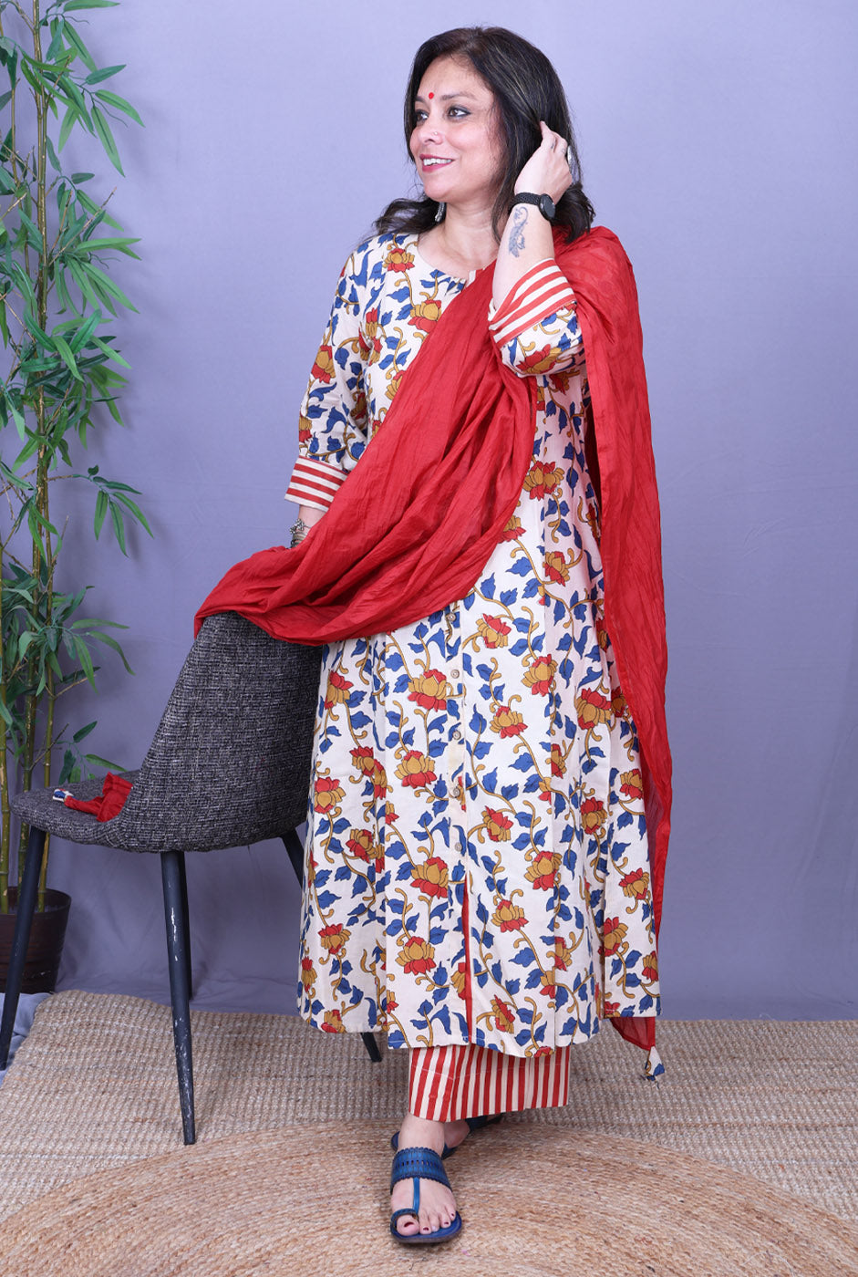 Ruh – Handblock Cotton Kalamkari Kurta Pant Set of 2