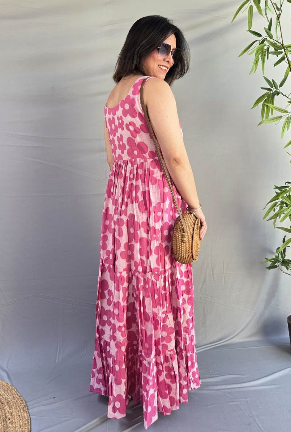 Vana Phool Pink Mull Cotton Dress