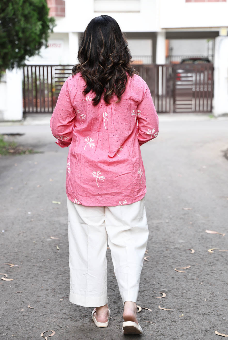 Pink Schiffli Comfort fit Shirt