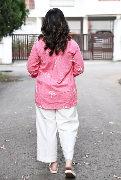 Pink Schiffli Comfort fit Shirt