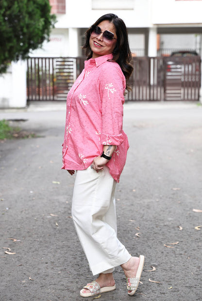 Pink Schiffli Comfort fit Shirt