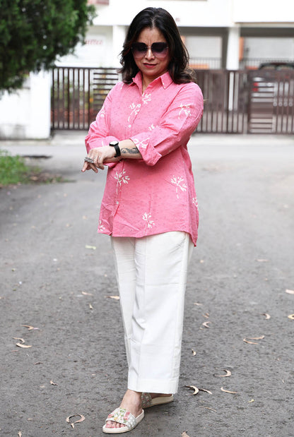 Pink Schiffli Comfort fit Shirt