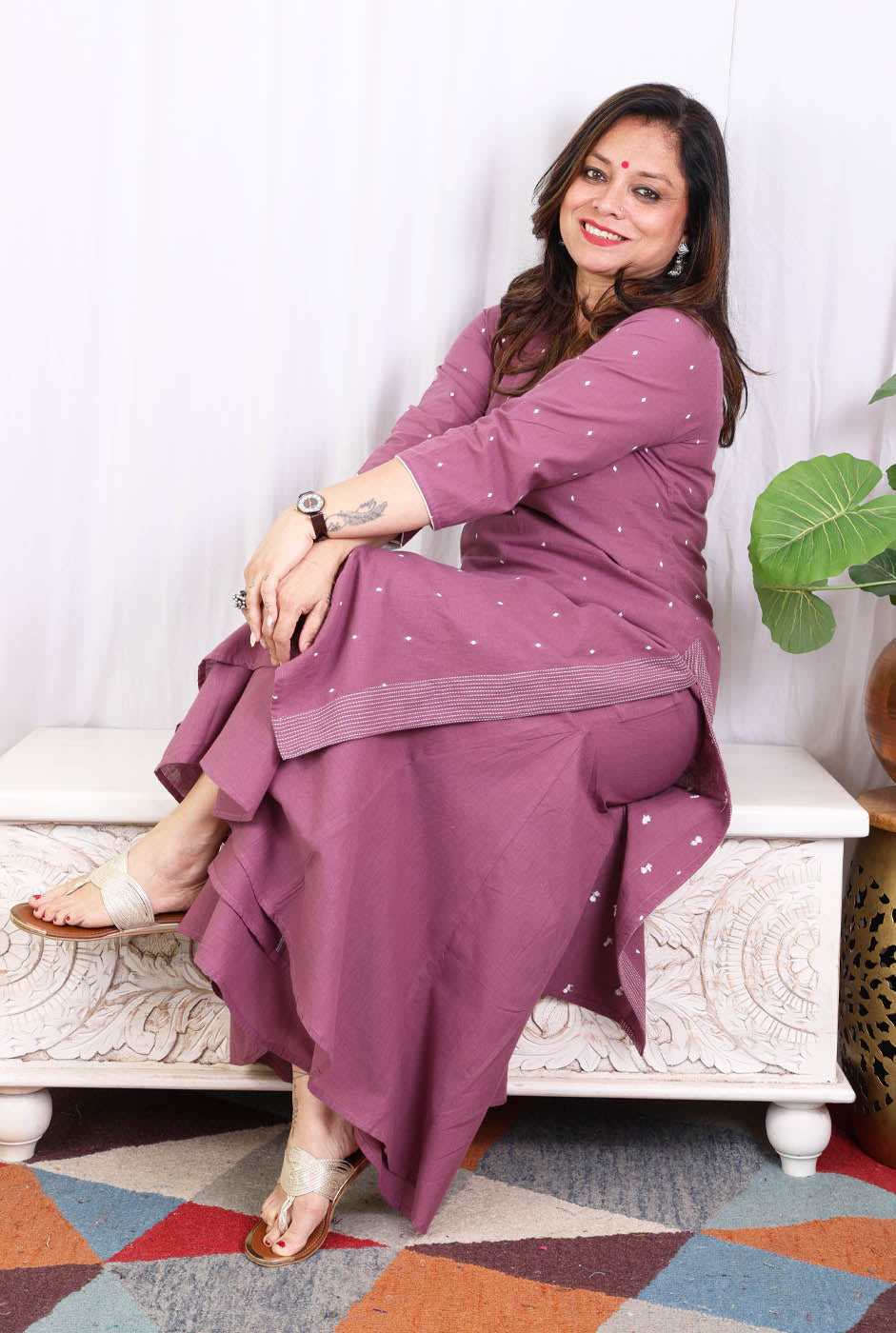 Kurta Pant Set with Kalidar Palazzo & Side Slit Detailing