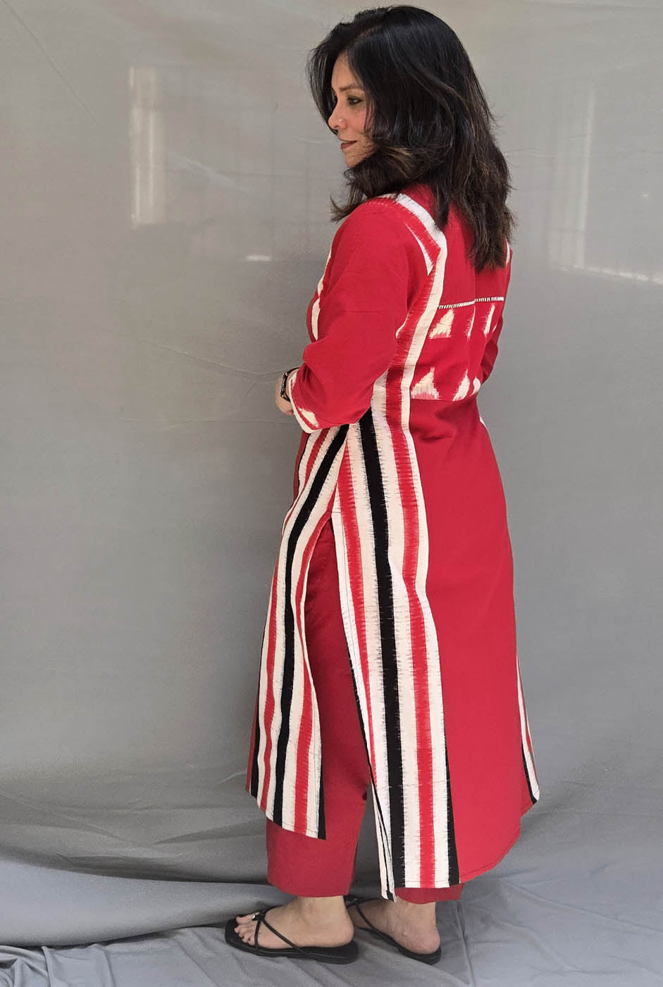 Iraaya Red Double Ikat Kurta( dispatch time 7-8 working days)
