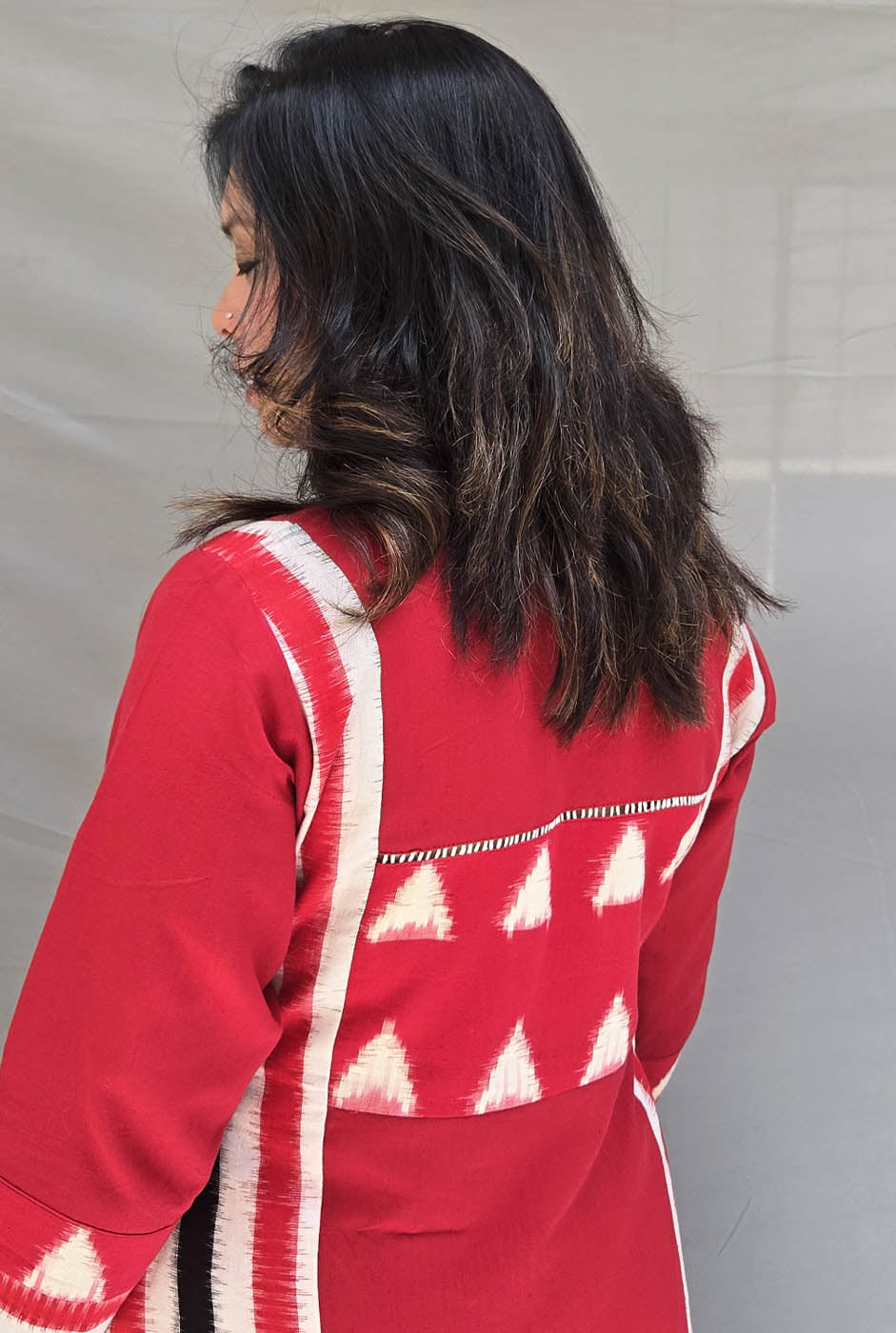 Iraaya Red Double Ikat Kurta( dispatch time 7-8 working days)