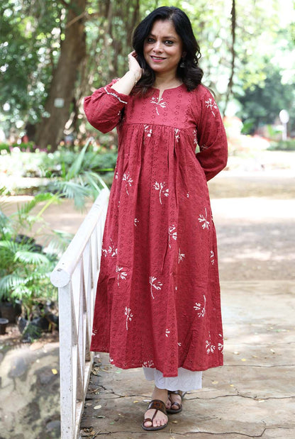 Meher Hand Block Schiffli Kurti/ Dress