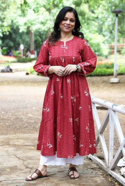 Meher Hand Block Schiffli Kurti/ Dress
