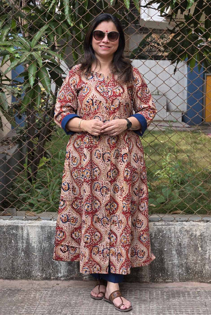 Multi-Style Kalamkari Button-Down Kurta | Kurti | Shrug | Dress